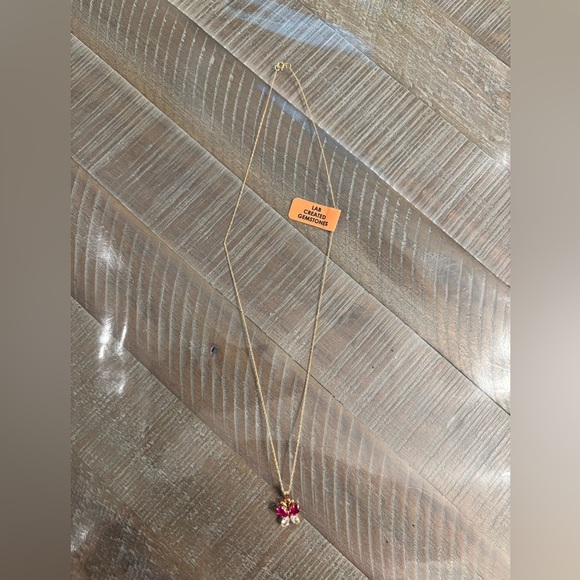 Elegant Gold and Pink Pendant Necklace Fine Jewelry real gold Macys - Picture 3 of 6